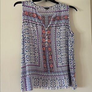 Talbots Floral and Geometric Print Blouse